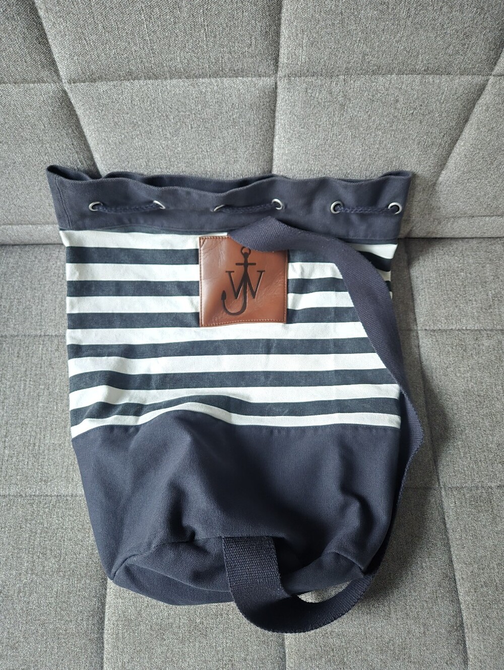 JW Anderson Canvas Sailor Stripe Drawstring Bag In Blue